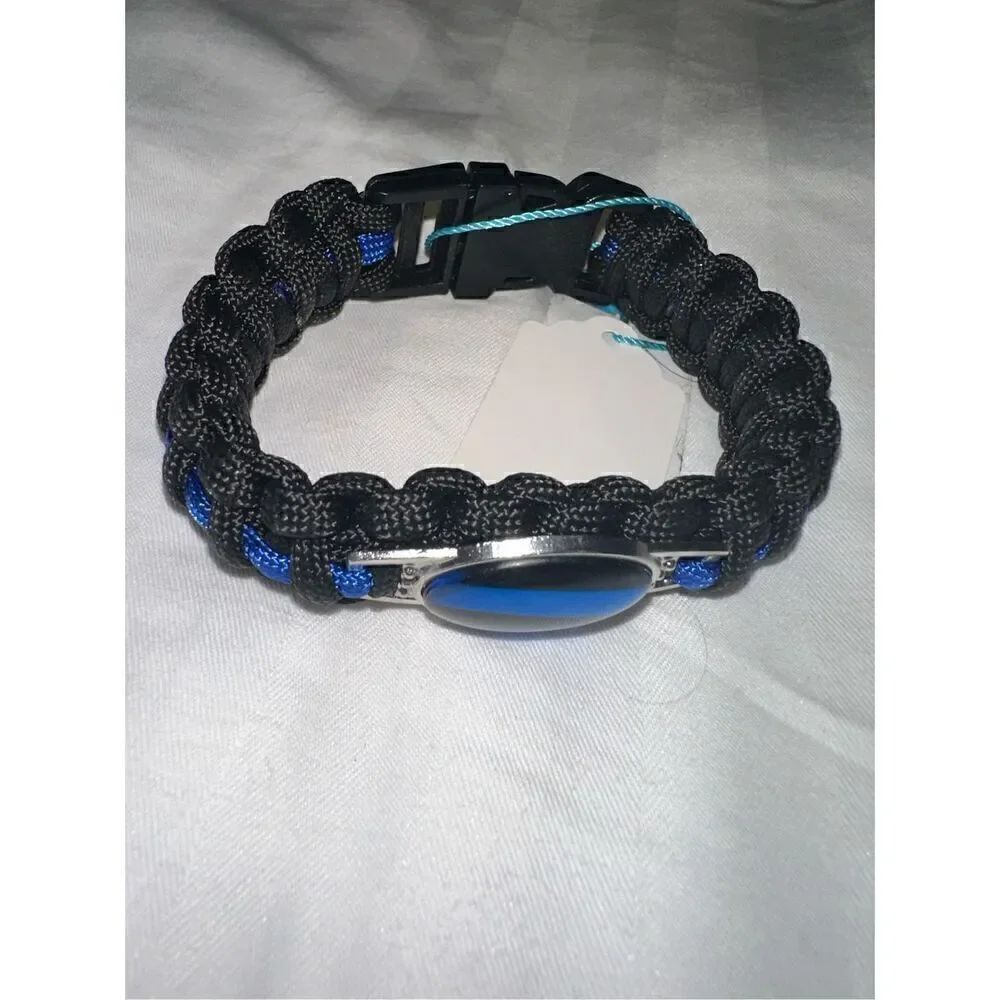 Police Thin Blue Line Woven Bracelet NIP